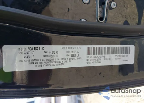 2018 Dodge Charger R/T Scat Pack Rwd z USA, uszkodzony, nr VIN 2C3CDXGJ4JH117008